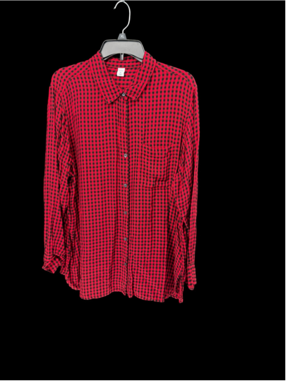 Women's Old Navy Red and Black Plaid Button Down Shirt XXL